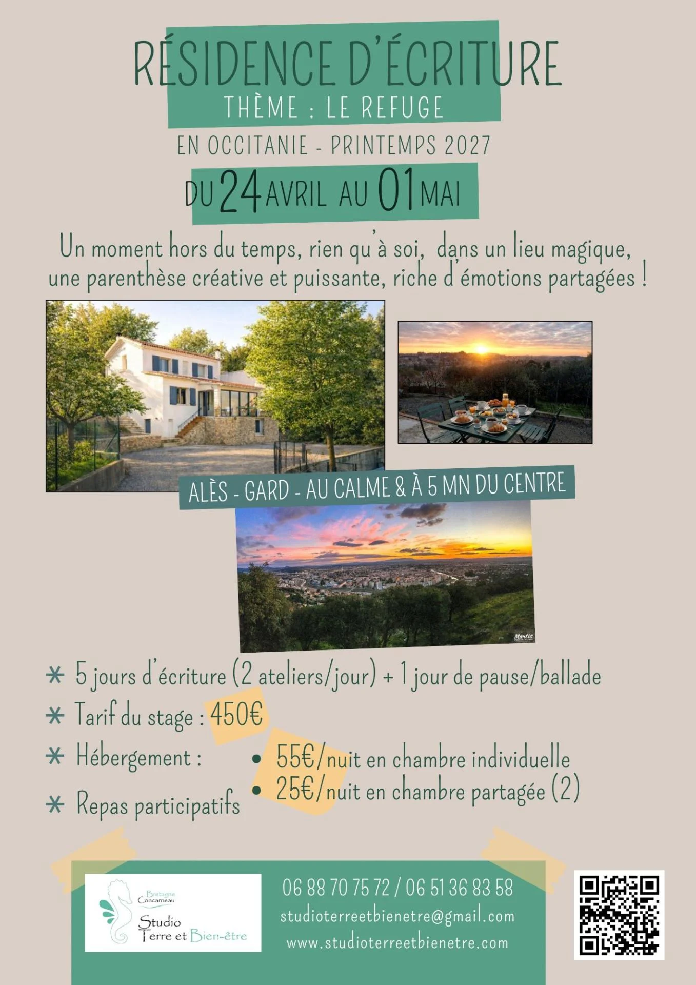Résidence d'écriture créative à Alès Gard du 24/04 au 01/05/27